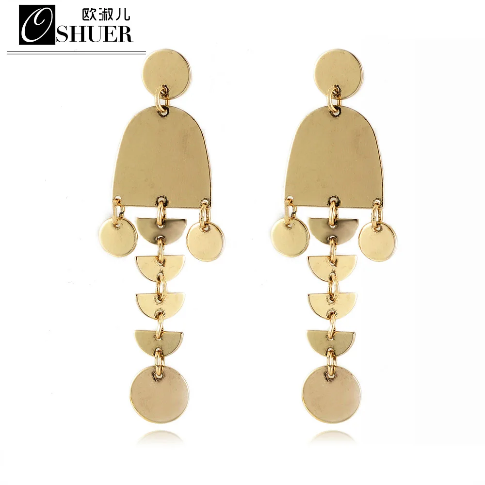 OSHUER Popular Now Ethnic Vintage Leaf Drop Dangle Earrings for Women Antique Gold-color Jewelry | Украшения и аксессуары