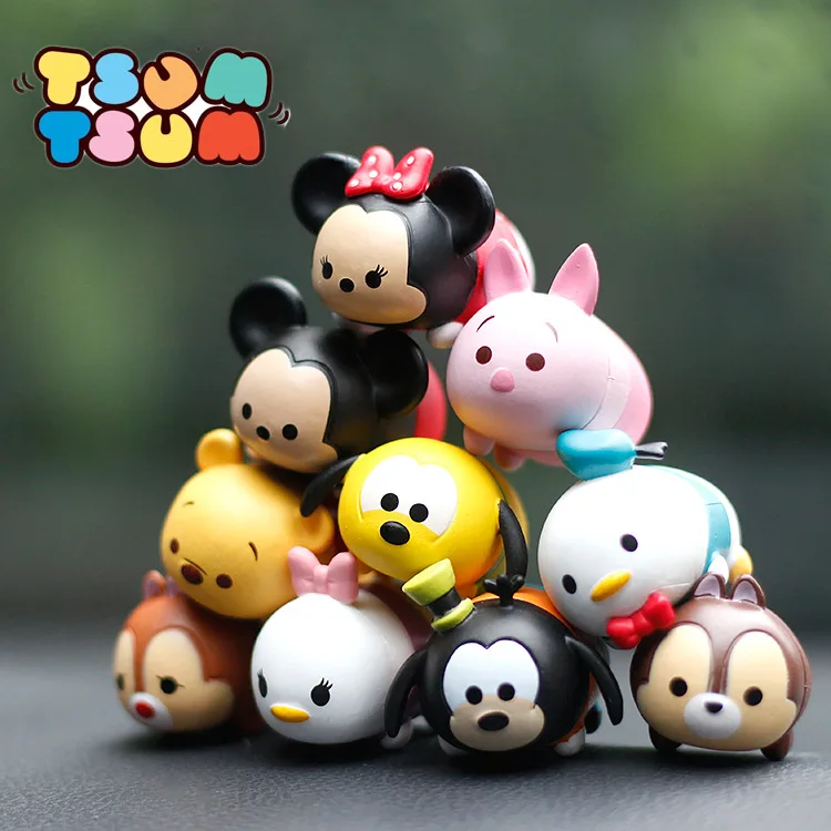 Disney Tsum 10 шт./лот 3 8 см Дональд Микки Винни утка игрушки милый эльф кукла купальные