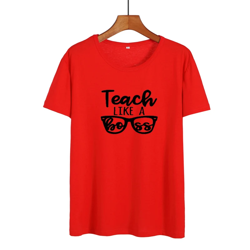 Футболка Teach Like A Boss Женская летняя хлопковая Teacher забавная футболка черного и