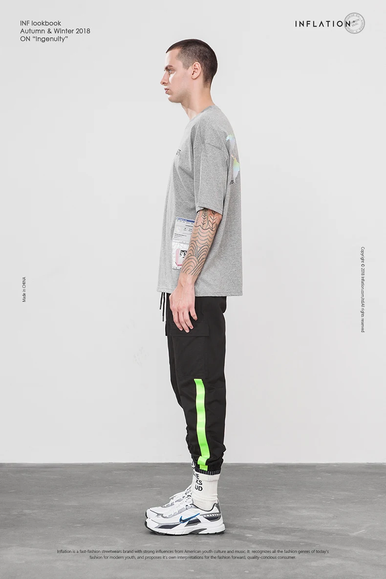 INFLATION Ankle Banded Pants Male Brand Trousers Mens Womens Casual Jogger Pencil Pants Streetwear Brand Clothing 8868W