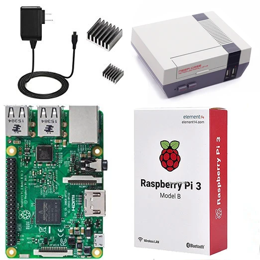 4 в 1 Raspberry Pi 3 Kit Wifi & Bluetoothal Model B + радиаторы с блоком питания чехол Retroflag NESPi|pi supply|pi 3pi