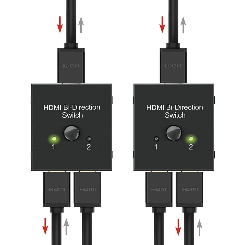 Переходник HDMI разветвитель, мини-переключатель HDMI двунаправленный вход, высокое разрешение, поддержка Ultra HD 4 K, 3D, 1080 P, для HDTV/DVD/DVR и т. Д