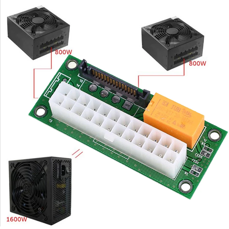 ATX SATA для Molex 4Pin синхронный стартер расширитель карты двойной psu адаптер BTC Майнинг