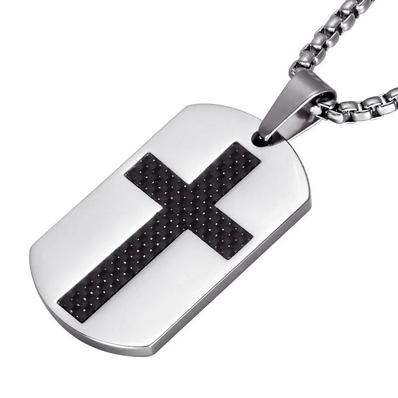New Classic Military Stainless Steel Dog Tag Men Jesus Cross Pendant Necklace Exquisite Gift Christian Jewelry | Украшения и