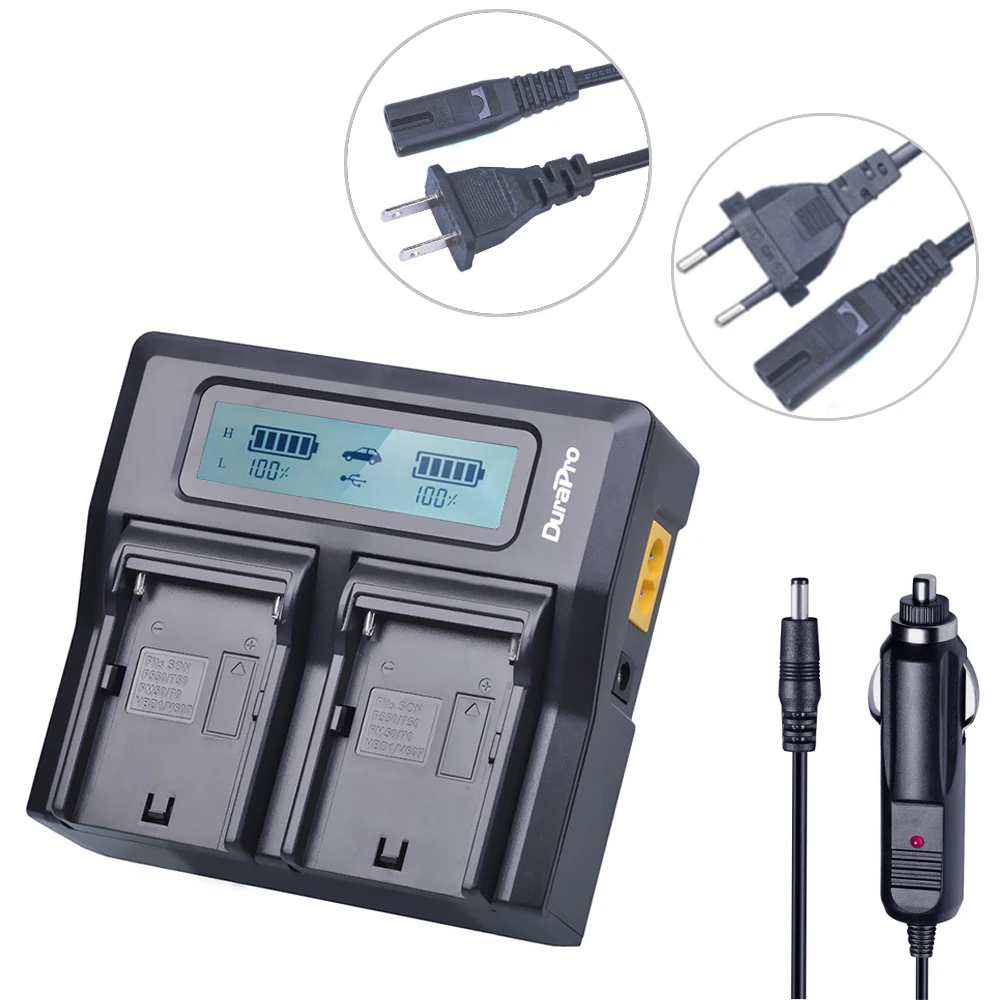 Duplo e Rápido Carregador para Sony Durapro Carregador Drive F970 Bateria Recarregável Lcd F960