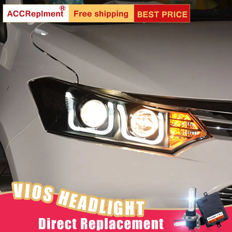 2 шт. светодиодный фары для Toyota Vios 2013-2016 Автомобильные ангельские глазки комплект
