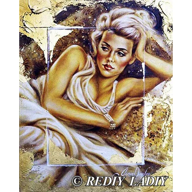 H REDIY LADIY Алмазная вышивка Красота девушки Алмазная картина наборы вышивки крестом полная квадратная Мозаика из страз узор рукоделие - Цвет: H
