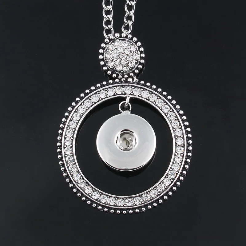 Новая Мода Круглый кнопки Jewelry Подвеска Цепочки и ожерелья с цепью Fit 18 мм Кнопка xinnver Цепочки и ожерелья украшения для Для женщин ZG088