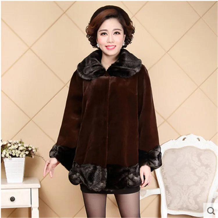 Women Long-sleeve Faux Mink Fur Coat N12