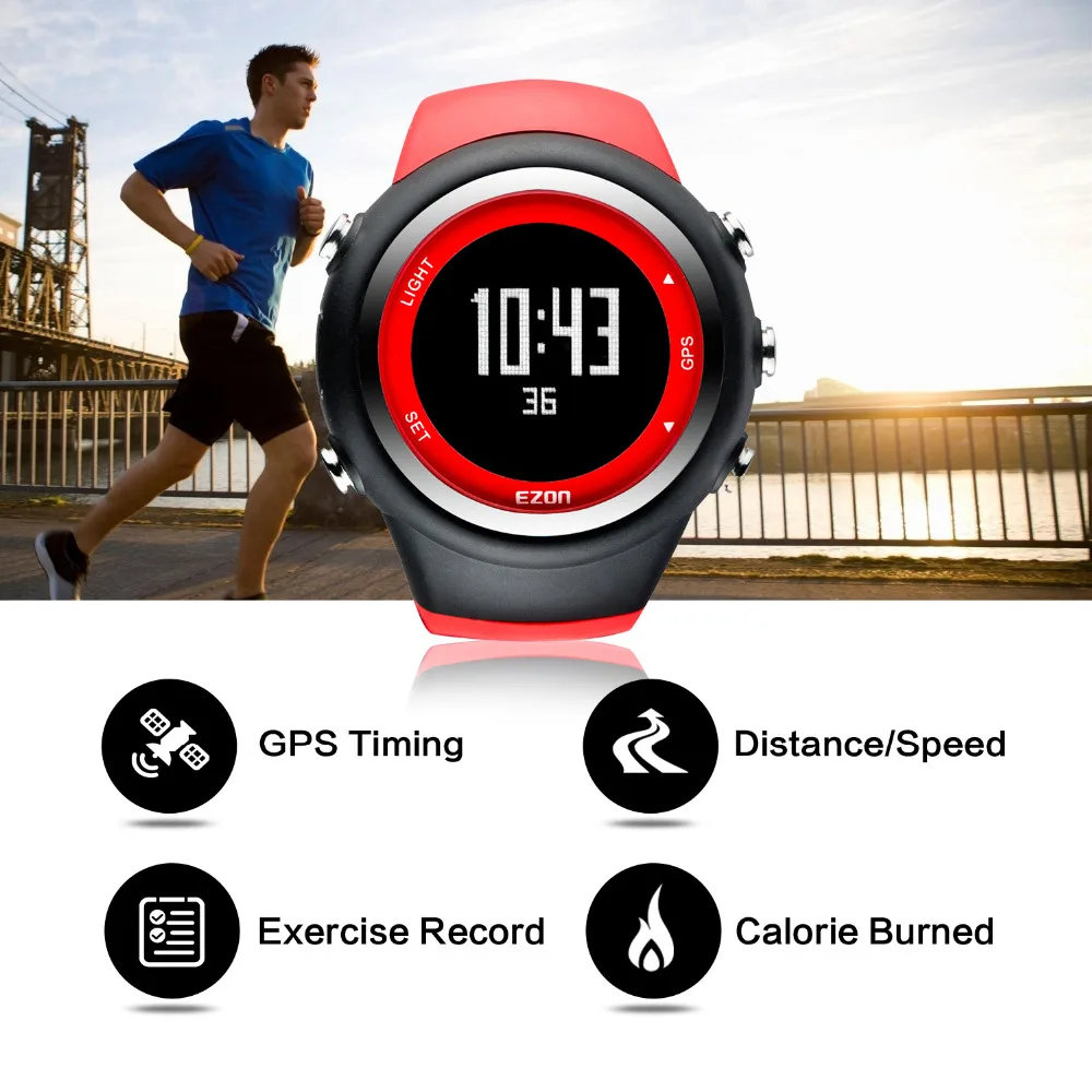 Ezon T031 мужские Спортивные часы Открытый Бег GPS синхронизации Повседневное