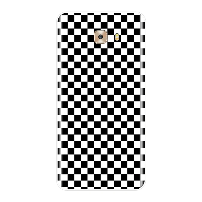 Мягкий чехол для телефона Samsung Galaxy C5 C7 C8 желтый розовый черный решетчатый