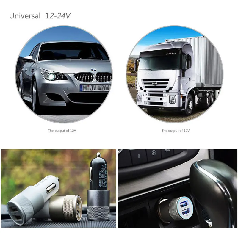 Автомобильное зарядное устройство SUPTEC 5 в 2 а с двумя USB портами из сплава