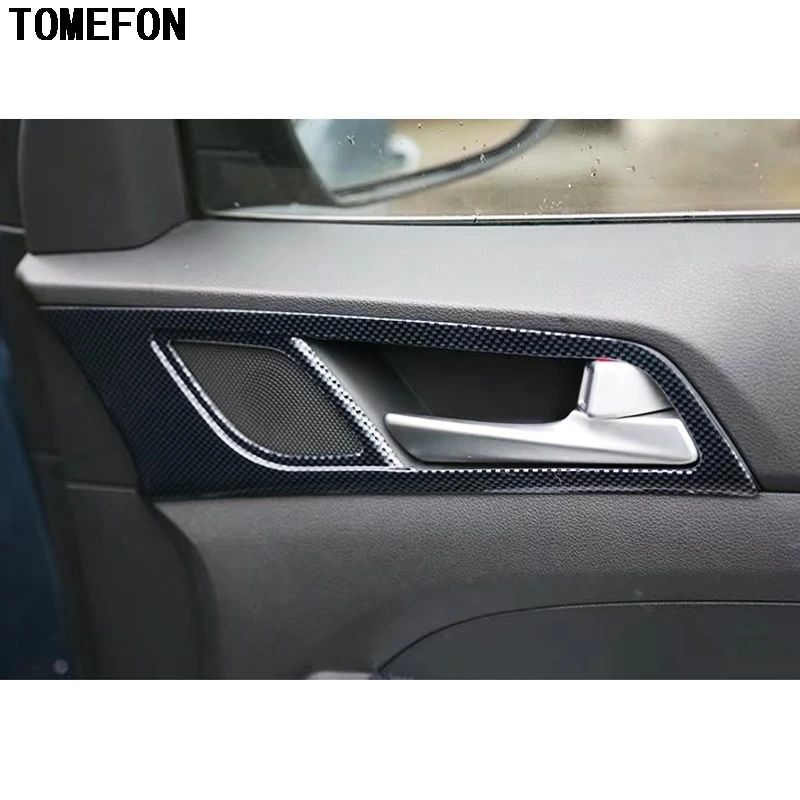 TOMEFON для hyundai Tucson ABS углеродное волокно краска для внутренней двери окна Bottons AC вентиляционное отверстие на выходе рамка отделка Чехлы для интерьера