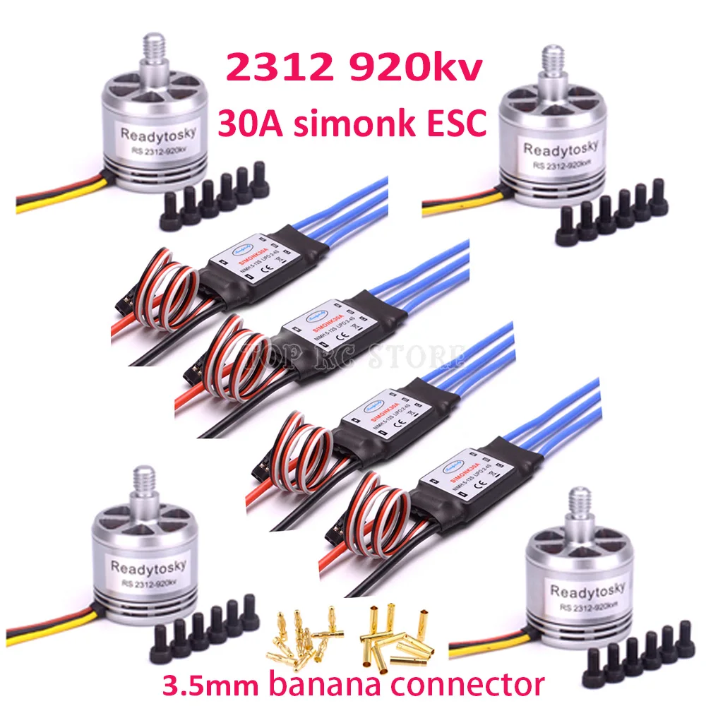 4 шт. 2312 920KV 2 4S бесщеточный двигатель CW CCW + 30A simonk ESC 3S для F450 квадрокоптера