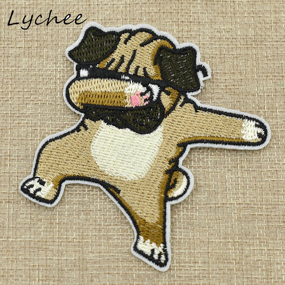Милая мультяшная ткань Lychee с вышивкой в виде животных фоторемонт украшение