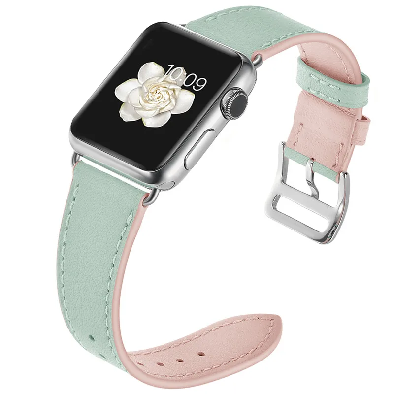 Модный женский ремешок для часов Apple Watch ярких цветов из натуральной кожи с