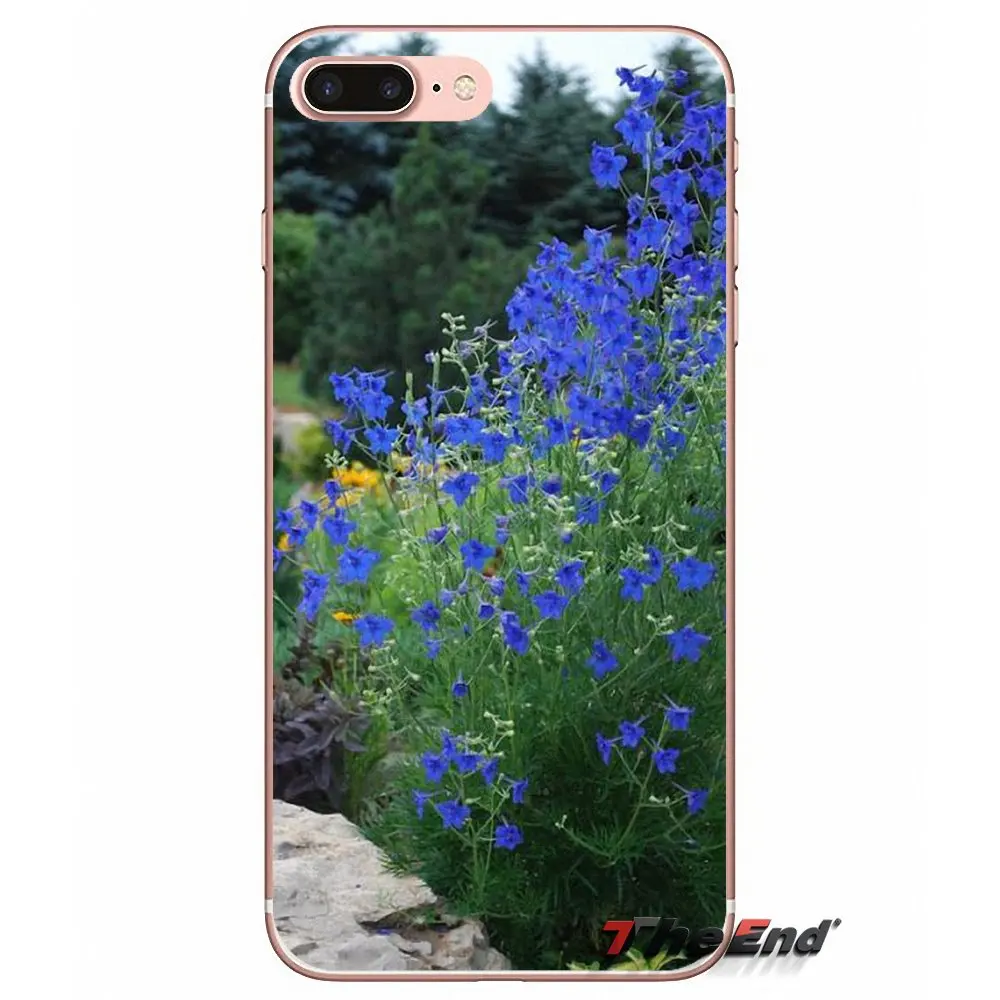 Для iPhone X 4 4S 5 5S 5C SE 6 6S 7 8 Plus Samsung Galaxy J1 J3 J5 J7 A3 A5 2016 2017 Синий васильковый бабочка Delphinium