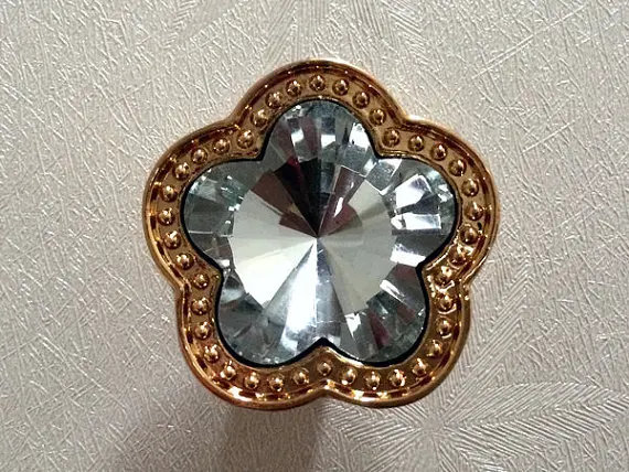 Золотые ручки с кристаллом из стекла комод/ручки ящика Цветочные Стразы ручка