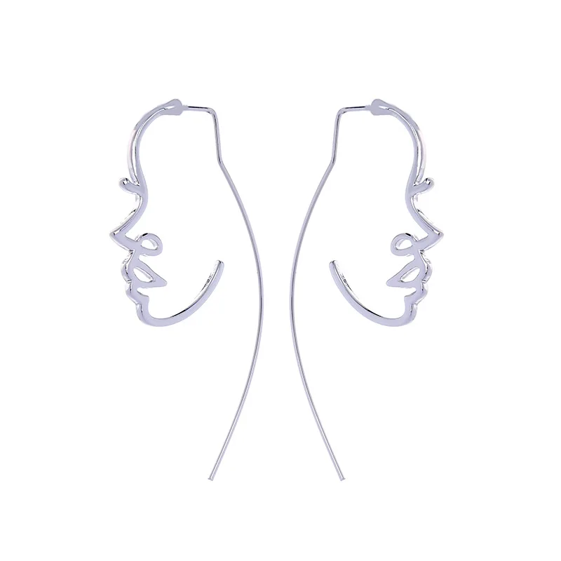 Серьги "Мир ювелирных изделий" с креативной вырезанной фигурой лица из сплава на женской персоне, европейской и американской моды.