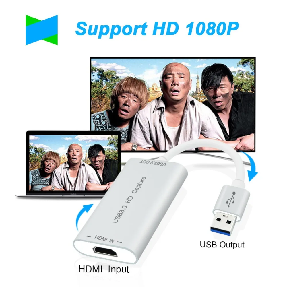 Высокоскоростной USB 3 0 HD ключ захвата HDMI вход в выходной адаптер конвертер Plug Play