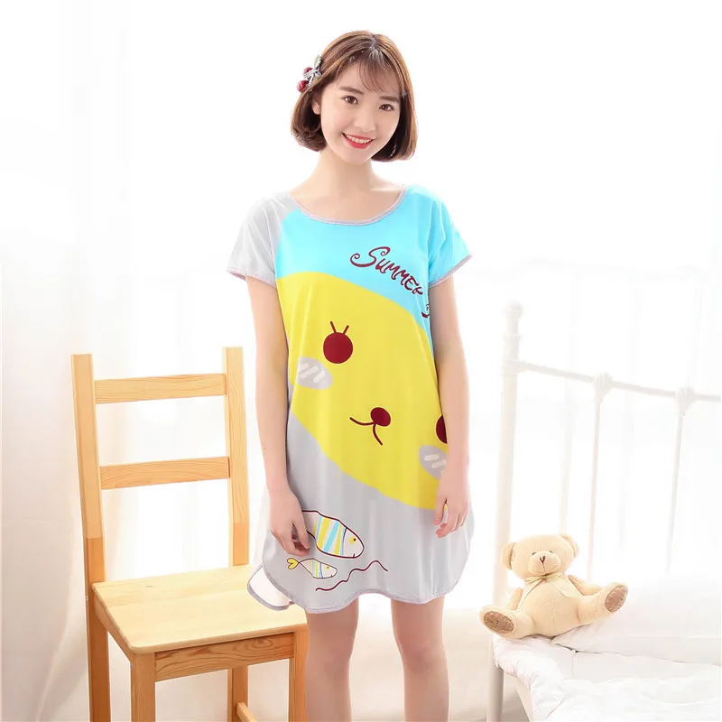 2018 летние женские короткий рукав сна платье прекрасный дом услуги мультфильм