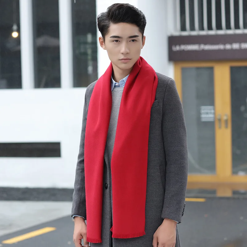 Europe and the United States autumn winter fashion imitation cashmere men's solid color scarf 2018 new shelves | Аксессуары для