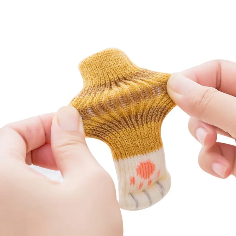 Вязаные носки для ножек стула в стиле кошки 4 шт. защитные накладки домашней