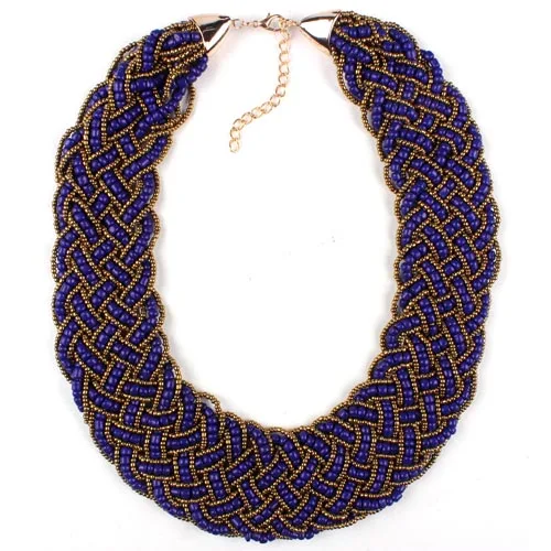 Royal Blue Claire jin Короткое женское колье ручной работы, тканые маленькие бусы, богемное ожерелье, модное винтажное ювелирное изделие, этнические ожерелья - Окраска металла: Royal Blue