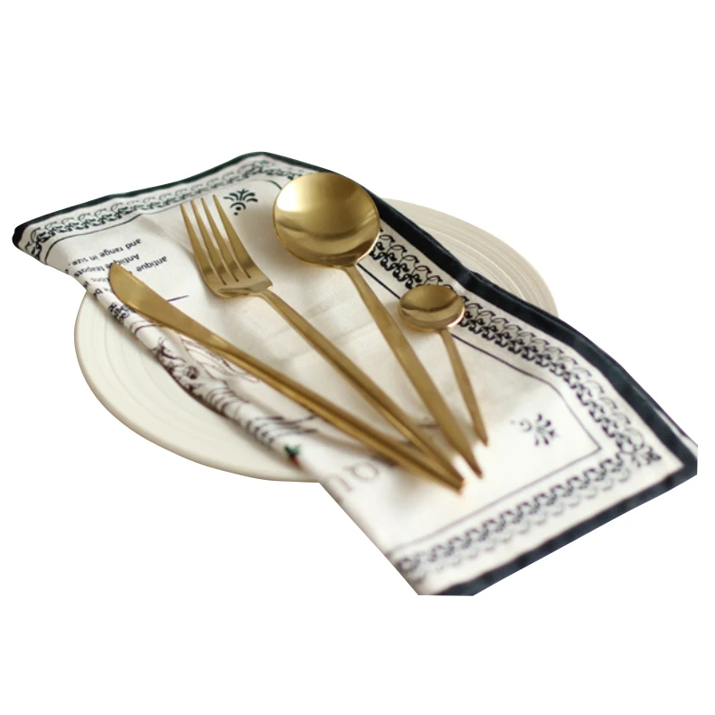 4 шт./компл. Золотая тарелка столовая посуда из нержавеющей стали брикет нож ложка