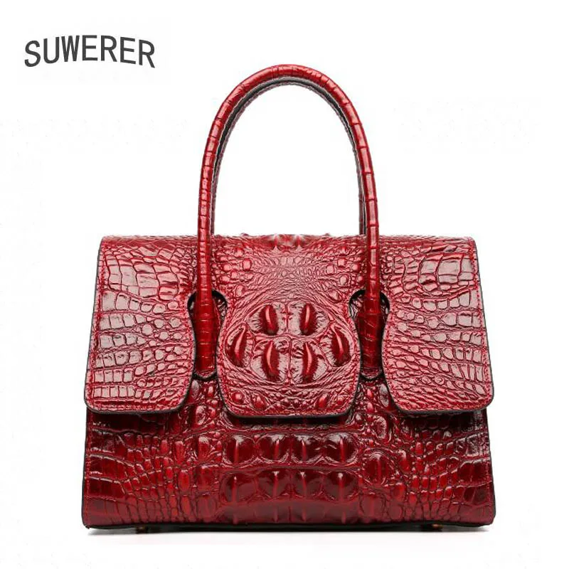 SUWERER 2019 New women leather handbags Superior cowhide Genuine Leather bags Women famous brand Luxury embossed bag | Багаж и сумки