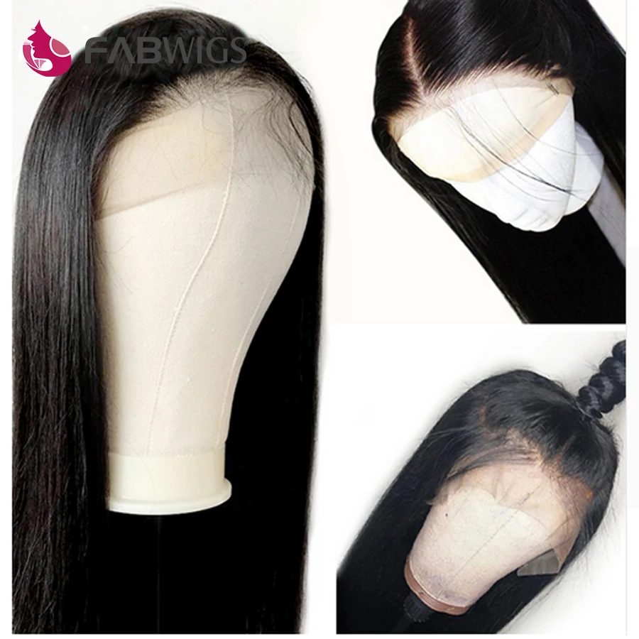 Fabwigs перуанские кружевные передние человеческие волосы искусственные прямые Remy