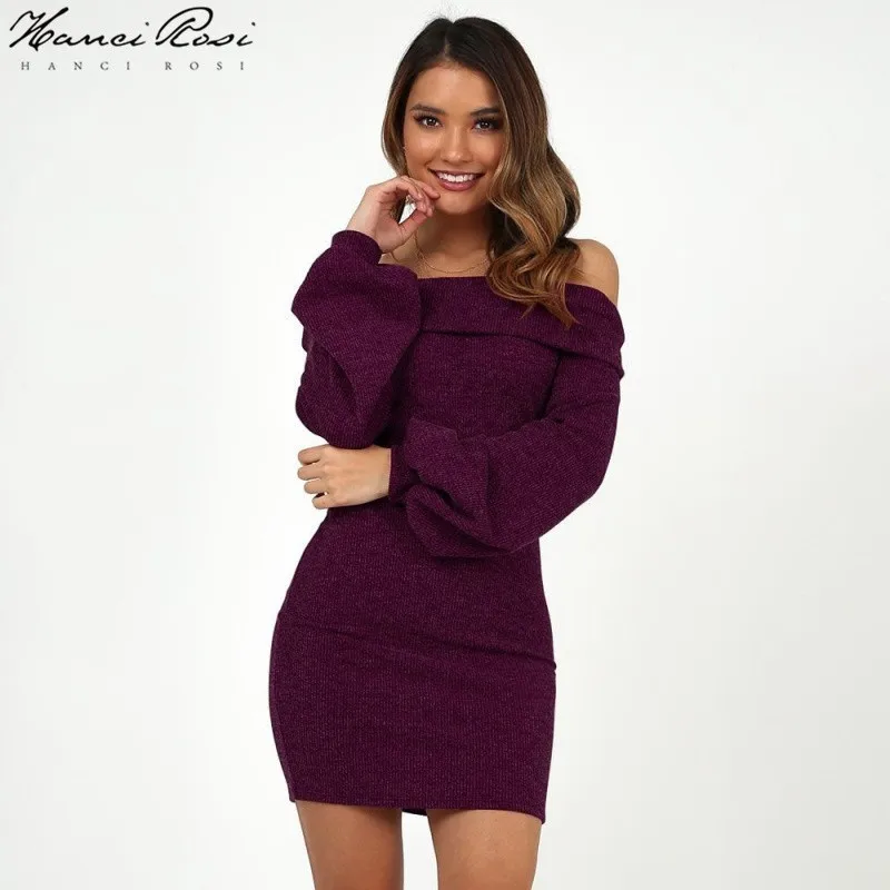 HANCI ROSI осеннее платье женское Courte Robe Femme Vestidos Jurk платья Jurkjes Slash Шея уличная