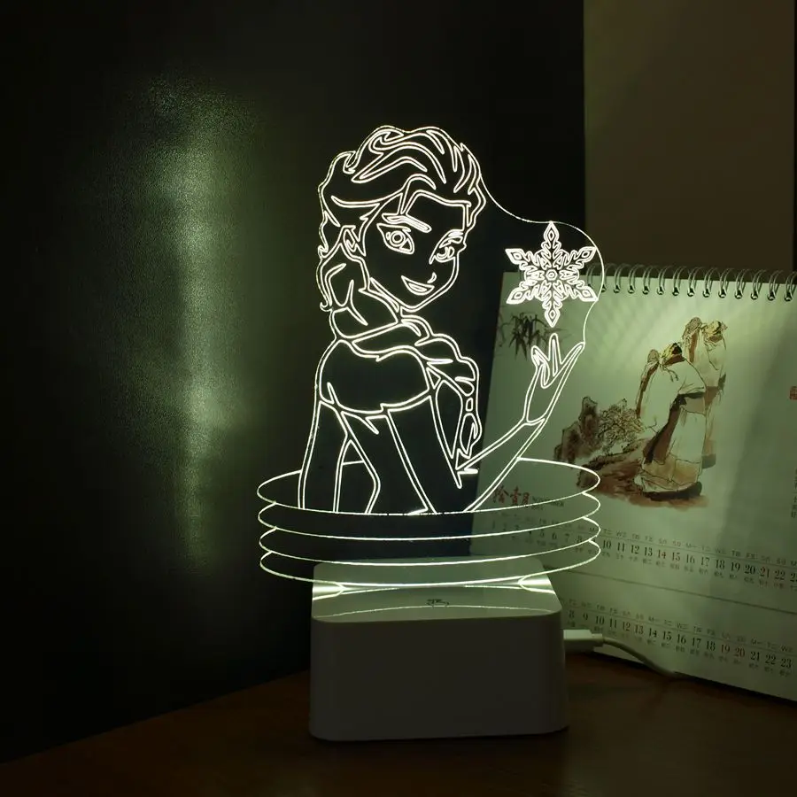 Cnhidee USB Новинка Дети Прекрасный 3D лампа помимо огни Эльза Анна светодиодный