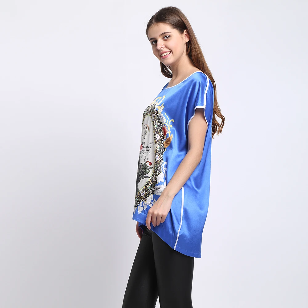 100% шелковая рубашка с цветочным принтом из натурального чистого шелка