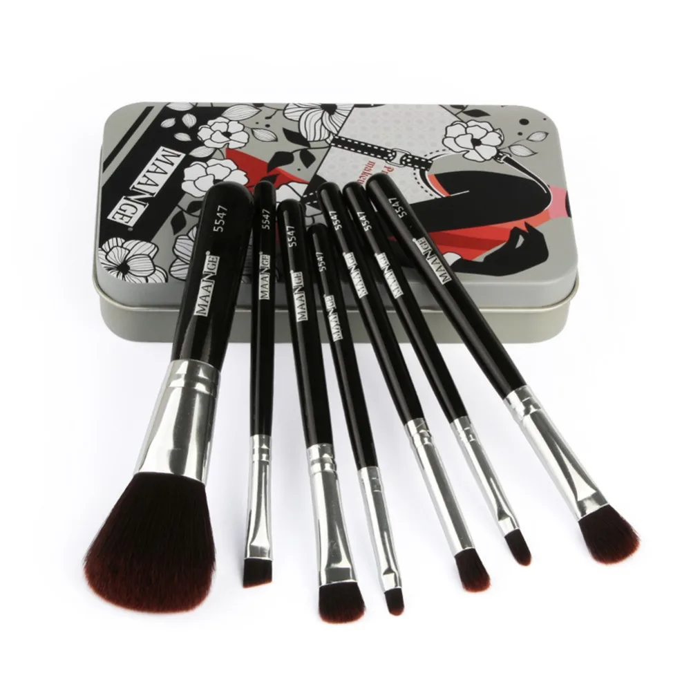 7 шт. набор кистей для макияжа с железной коробкой профессиональный консилер