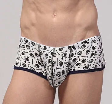 

New Arrival Men Pure Cotton Breathable Boxer shorts underwear Men Gay U convex Low Waist Print Boxers male panties A025