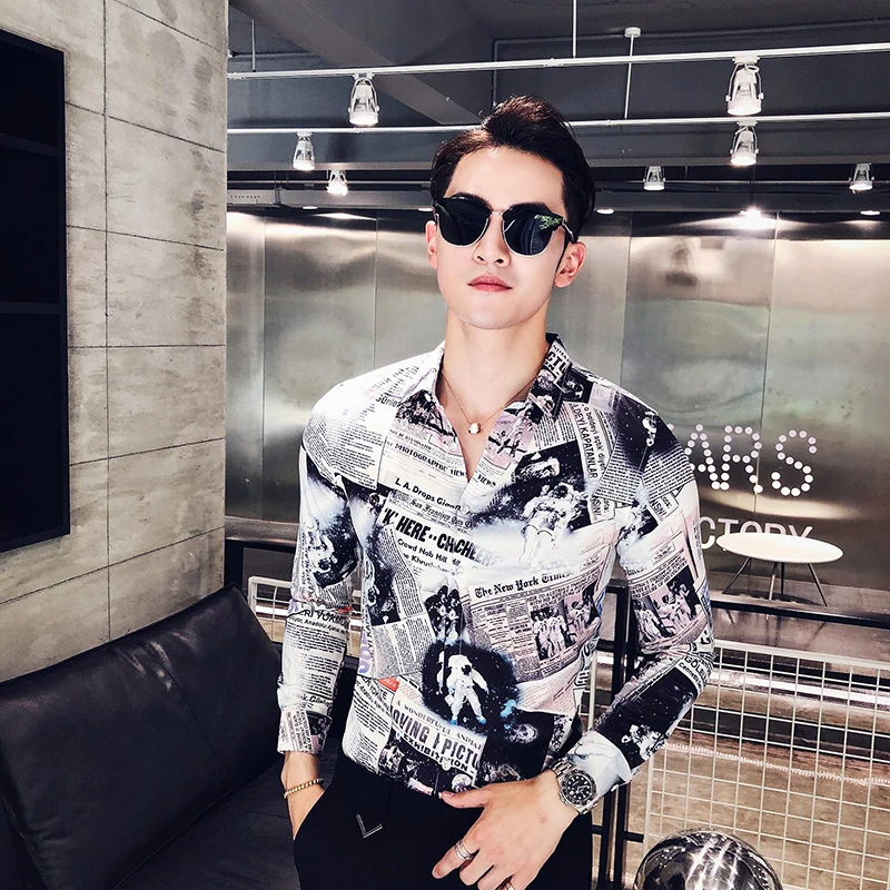 Модная повседневная мужская рубашка с длинными рукавами винтажная Осенняя