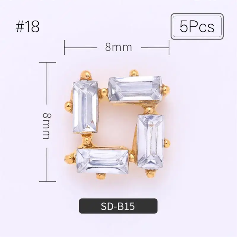 5pcs pattern-18 5 шт./упак. смешанный шаблон для ногтей Стразы с металлизированными украшениями, с заклепками Голубой AB Цвет ногтей аксессуары 3D самодельные Украшения для ногтей - Цвет: 5pcs pattern-18