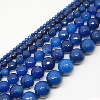 faceted blue agates 468101214mm round loose beads 1538cmmin order is 10 we provide mixed wholesale for all items