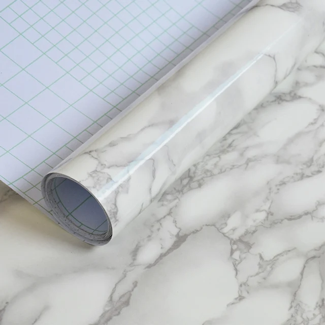 Marble Light Gray 1 м длина водонепроницаемые наклейки на стену ПВХ мрамор/дерево/чистый цвет обои для ремонта мебели наклейка DIY Декор комнаты пленка - Цвет: Marble Light Gray