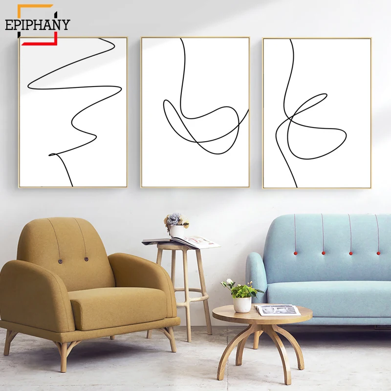 Минималистичная печать Современная Картина на холсте абстрактная черно белая