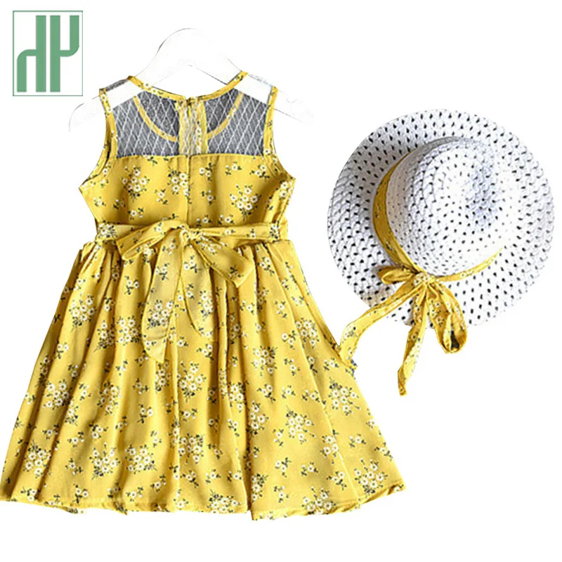 Платье-пачка со шляпой для маленьких девочек кружевное платье без рукавов с