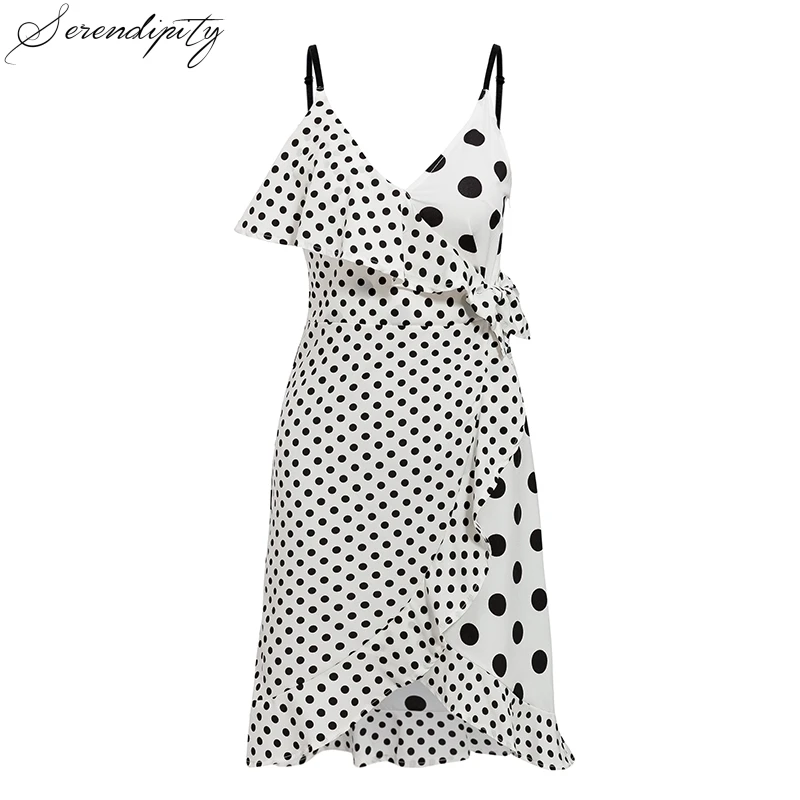 Сексуальный v-образный вырез в Горошек женский Печатный принт платье