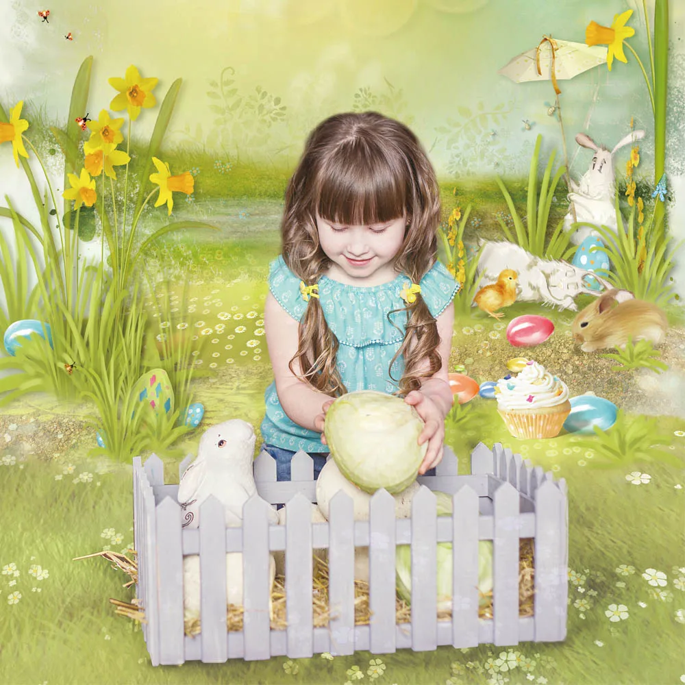 Allenjoy Пасхальный фон для фотосъемки весенний кролик яйцо Картина сказка