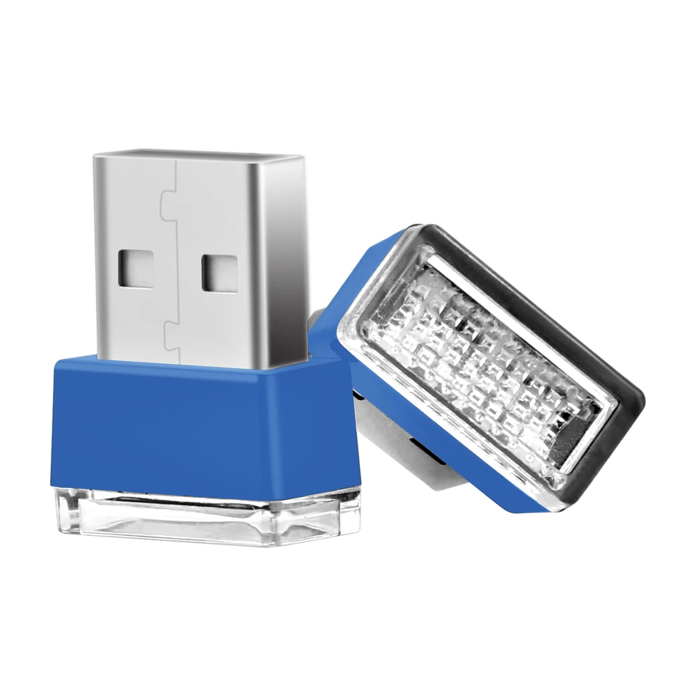2 шт./компл. Универсальный Автомобильный USB светодиодный атмосфера огни ПК Разъем