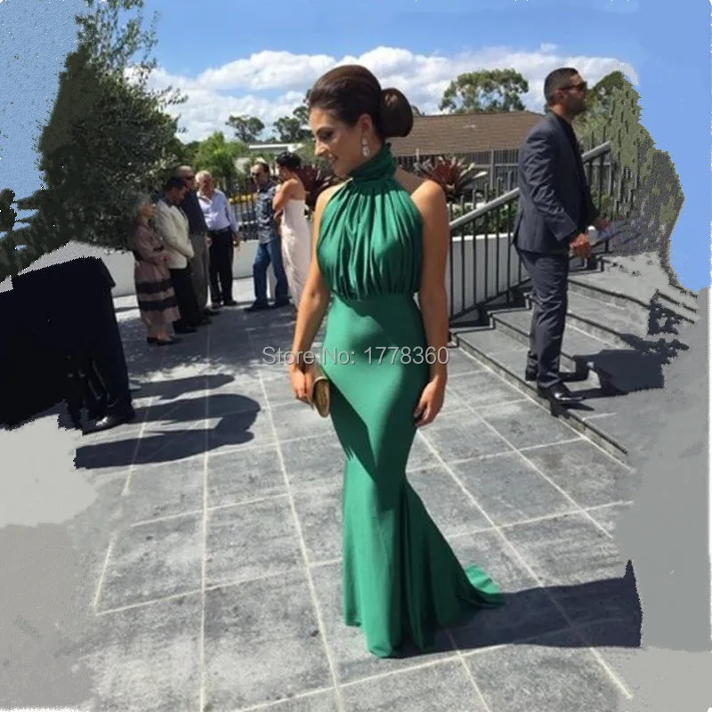 Изумрудно-Зеленый Длинные Вечерние Платья Русалка Простой Элегантный Высокая