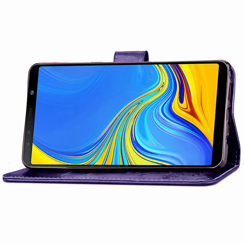 DIY leather cases for Samsung galaxy a7 a9 2018 a750 a920F card flip wallet case samsung A6S A9S J2 Core holder back covers | Мобильные