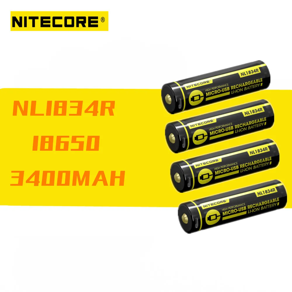 4 шт. перезаряжаемые литий ионные аккумуляторы Nitecore NL1834R 3400 мАч 3 6 В 18650