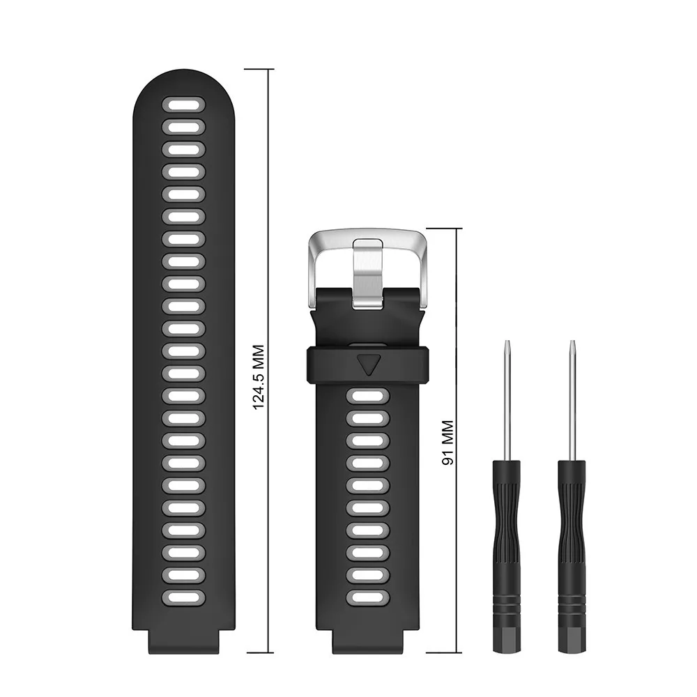 Black Gray Открытый браслет для наручных часов Garmin Forerunner 735XT 735/220/230/235/620/630 Смарт-часы мягкий Замена для силиконового ремешка, ремешки для часов - Цвет: Black Gray
