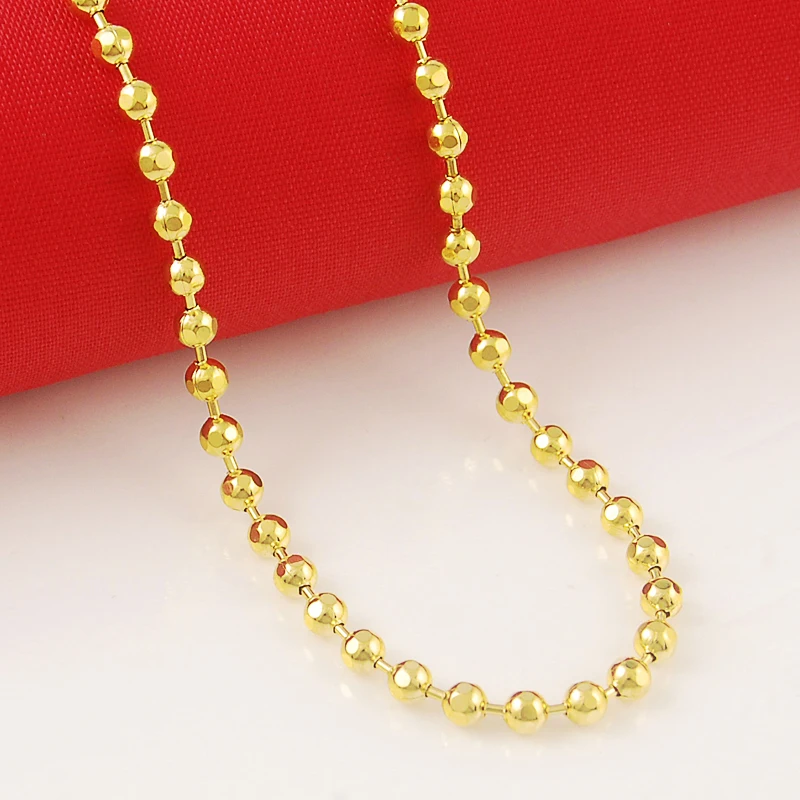 Ожерелье цепочка золотистого цвета с шариками длиной 2 мм для женщин 45 см модное